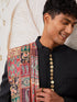 Men's Black And Cream Viscose Sherwani Patiala And Dupatta Set